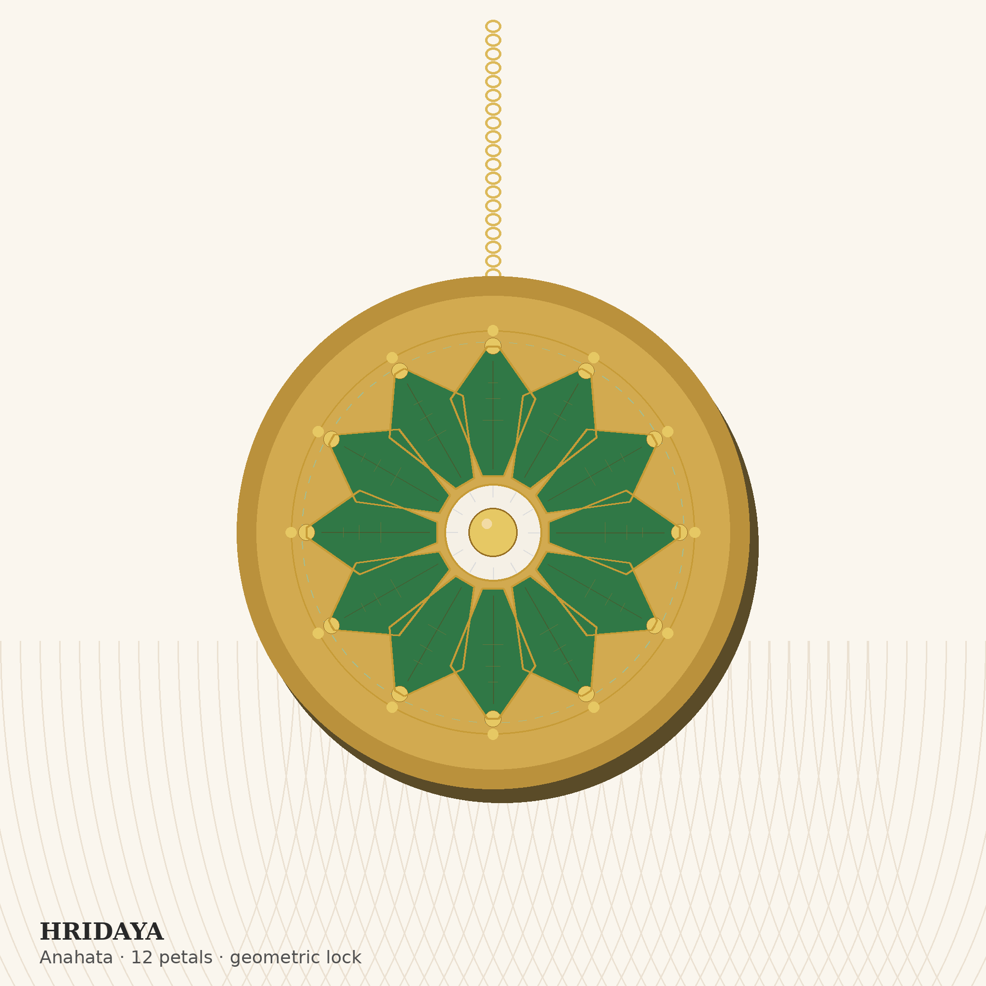 Geometric 12-petal pendant face